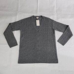 Cashmere Like Softness, Gray Knit V Neck Button Down Cardigan!